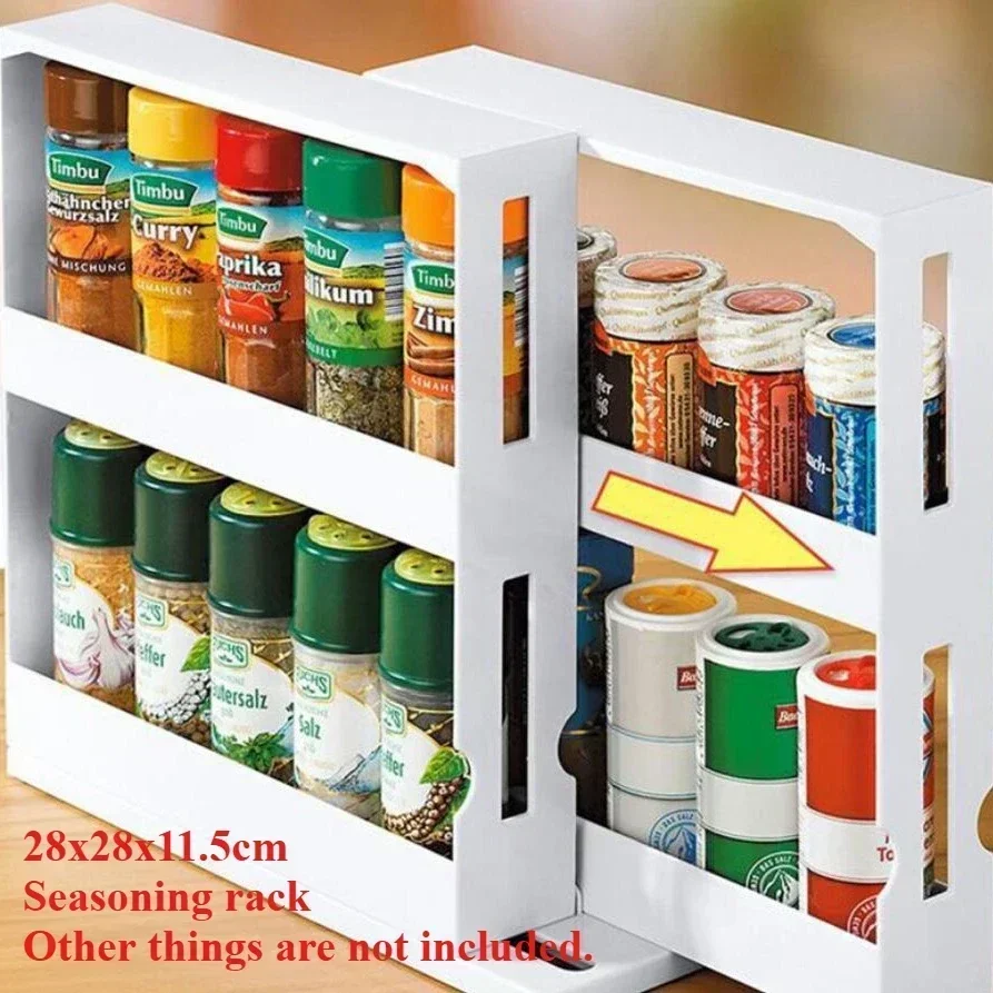 4-lagiger Gewürzschubladen-Organizer, verstellbar, Acryl, Gewürzdosen, Regal, Tablett, erweiterbarer Gewürz-Organizer, Schrank, Küchenregale: Beige