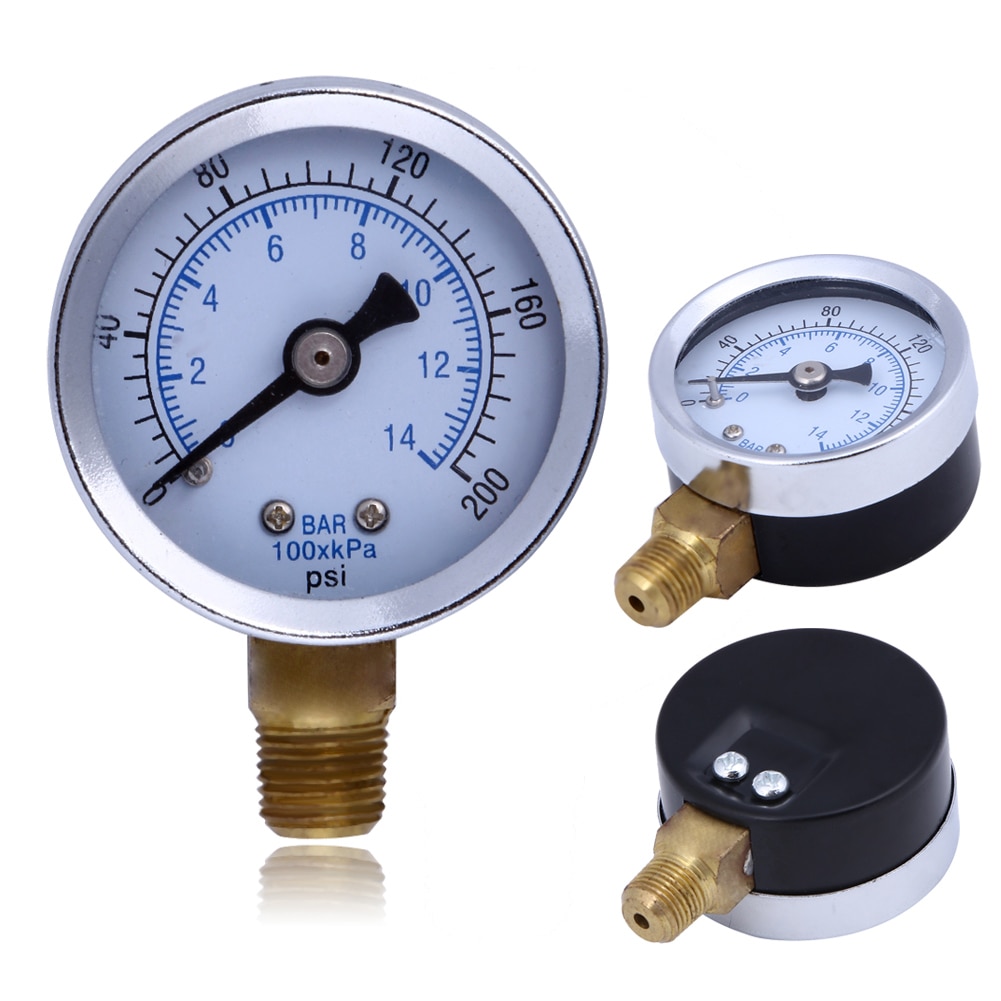 1/8 "Npt Manometer Brandstof Air Compressor Meter Hydraulische Druk Tester 200PSI Manometer Dubbele Schaal Druk Measurer