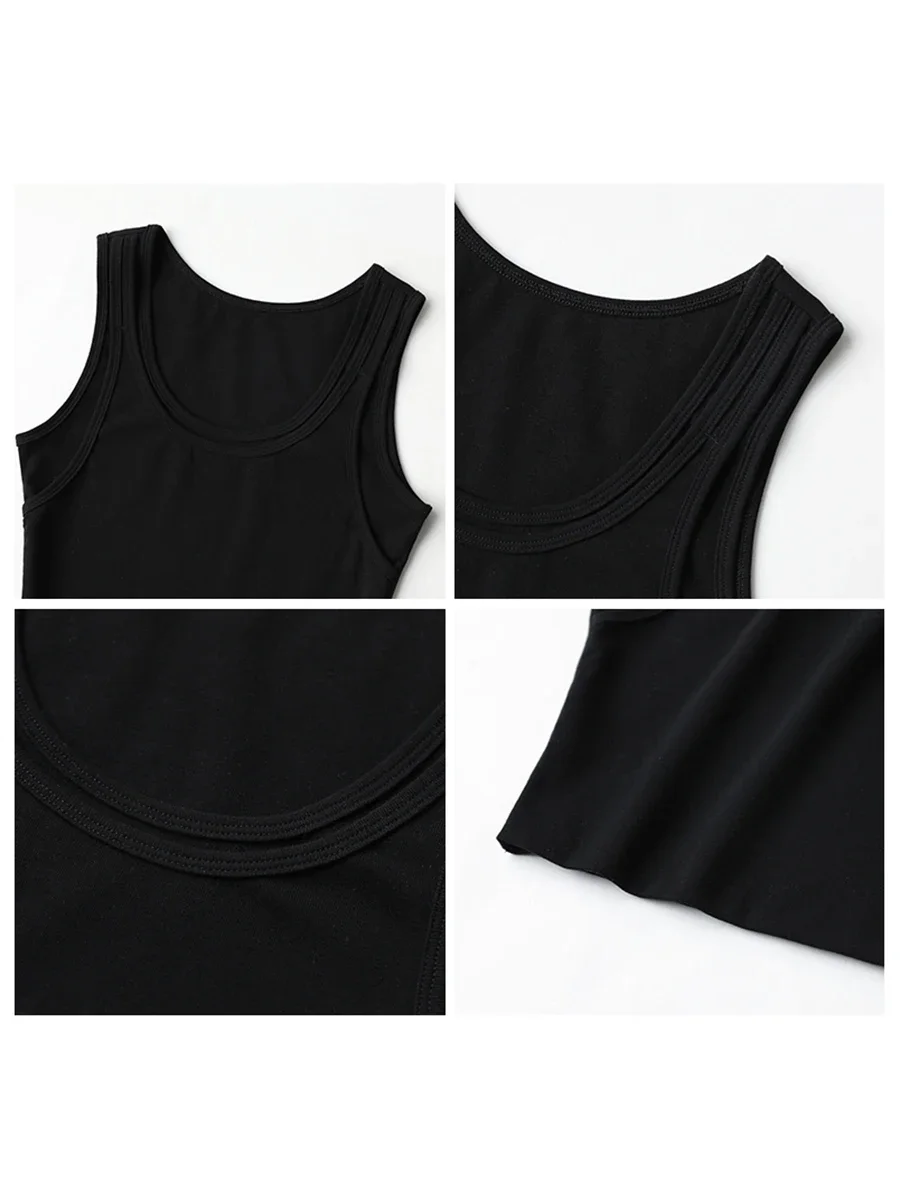 CHIC VEN Women Tank Top Camisole Solid Slim Fit Short U-neck Suspender Vest Crop Tops Women Summer Basic Elastic