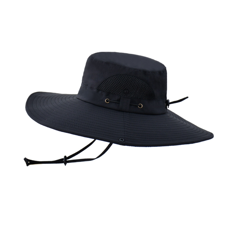 Fiskarmössa sommar stor brätte hatt män kvinnor bucket hat manlig utomhus andningsbar vattentät solskydd fiskehattar resor: Grå