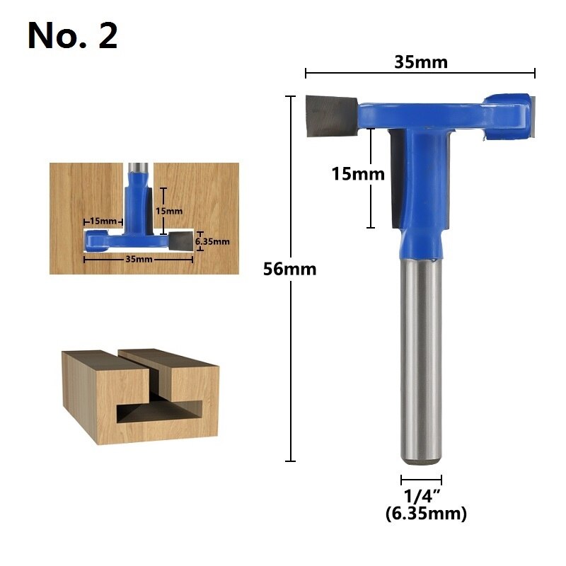 Xcan 1pc 1/4 '' (6.35mm)  skaft t slidsfræser fræser hårdmetal rille fræser bit træfræser: Nr. .2