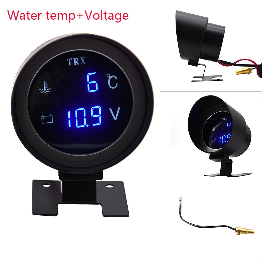 Round LCD Car Gauge 2 In 1 Water Temp Gauge with Water Temperature Sensor Voltage Digital Car Truck Voltmeter Volts meter 12V