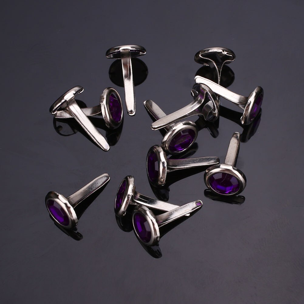 DIY 20 sztuk metal mini okrągły kryształ górski ćwieki nity mocujące rzemiosło dekoracji: purpurowy