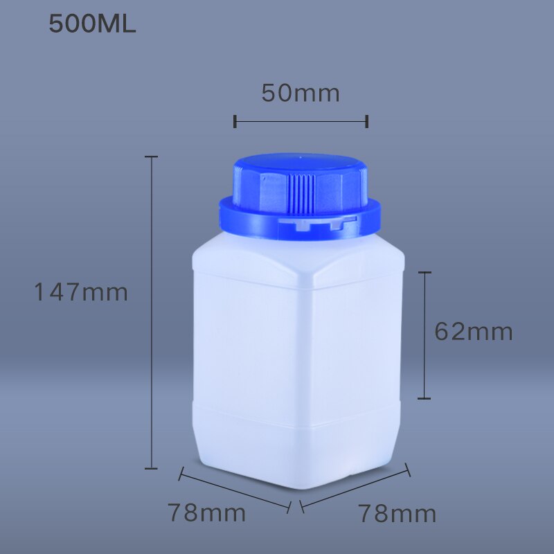 4 stk  av 500ml tomme hdpe-flasker med lokk firkantet flaske med avlet munn til flytende malingskrem til matvareoppbevaring: Gjennomsiktig
