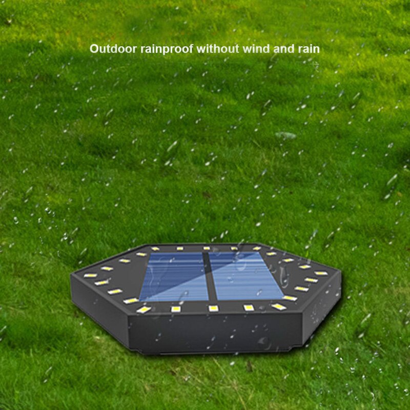 Solar Hexagon 24LED Underground Light Wall Mounted Connectable Outdoor ABS CE RoHs Certified Lawn Lamp for Fence Courtyard