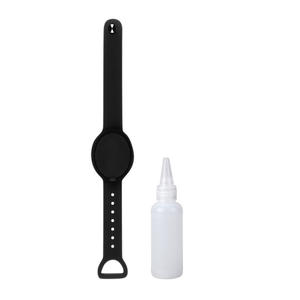 1/3Pcs Hand Sanitizer Dispensing Silicone Pumps Disinfectant Portable Bracelet Wristband Hand Dispenser 10ML With Break Bottle: 1PC Black 