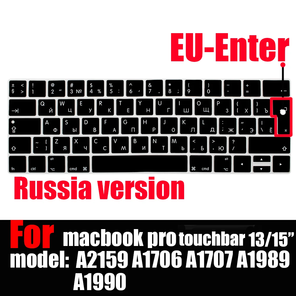 Pokrowiec na klawiaturę MacBook Pro z paskiem dotykowym 13 i 15 2016-2019 Model: A2159, A1989, A1990, A1706, A1707), silikonowy ochraniacz skóry: Złota