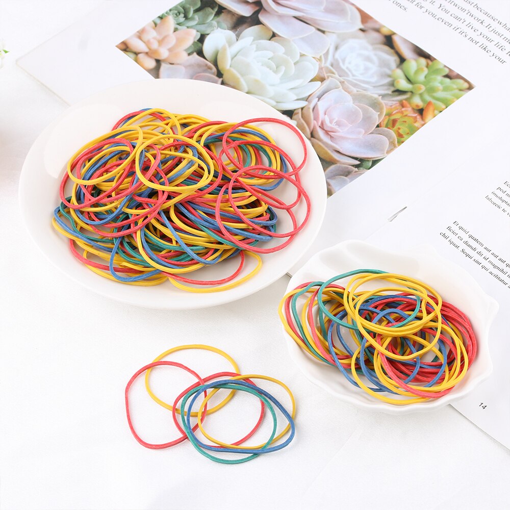 50 g/bolsa colorida naturaleza anillo de goma titular de la papelería bandas termoestabilidad fuerte elástico cinta para el cabello lazo suministros de Paquete de Oficina