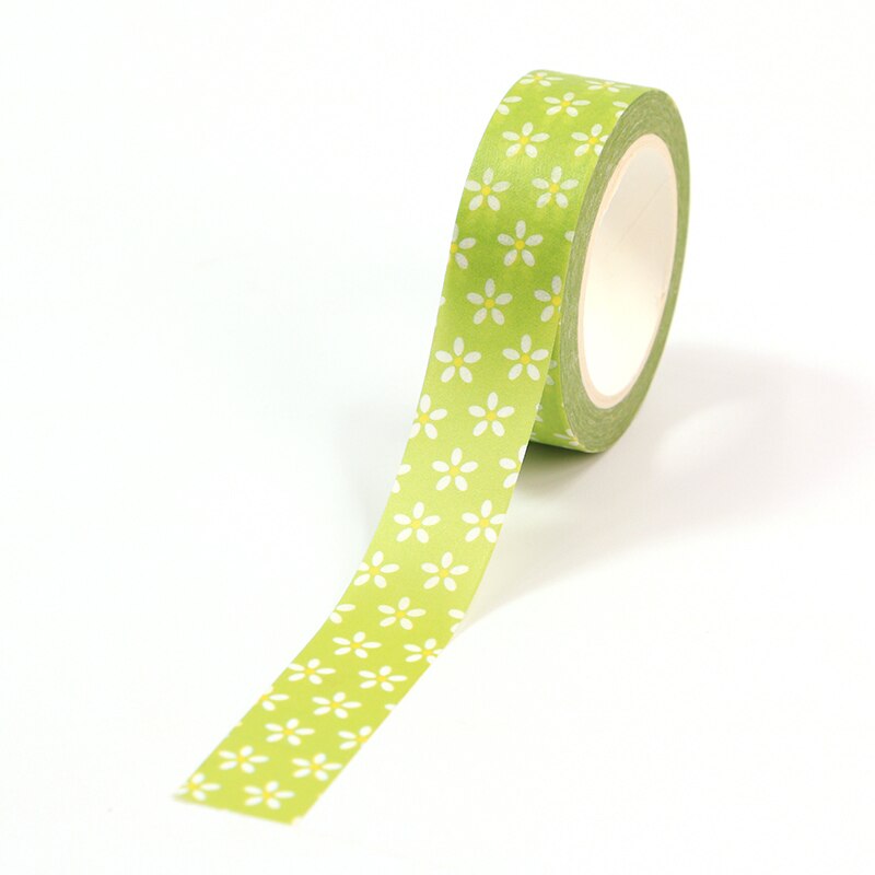 1Pc 15Mm * 10M Happy Easter Dag Groene Kleine Bloemen Bloem Decoratieve Washi Tape Scrapbooking Masking tape Briefpapier