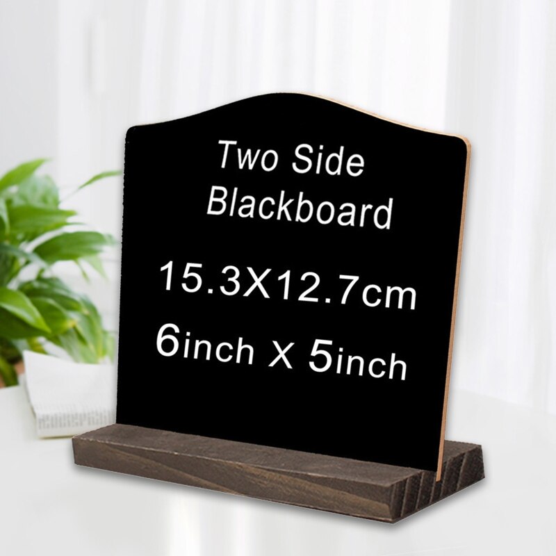 4pcs Double Sided Wooden Blackboard Square Message Board With Holder Small Note Chalk Board Home Decor