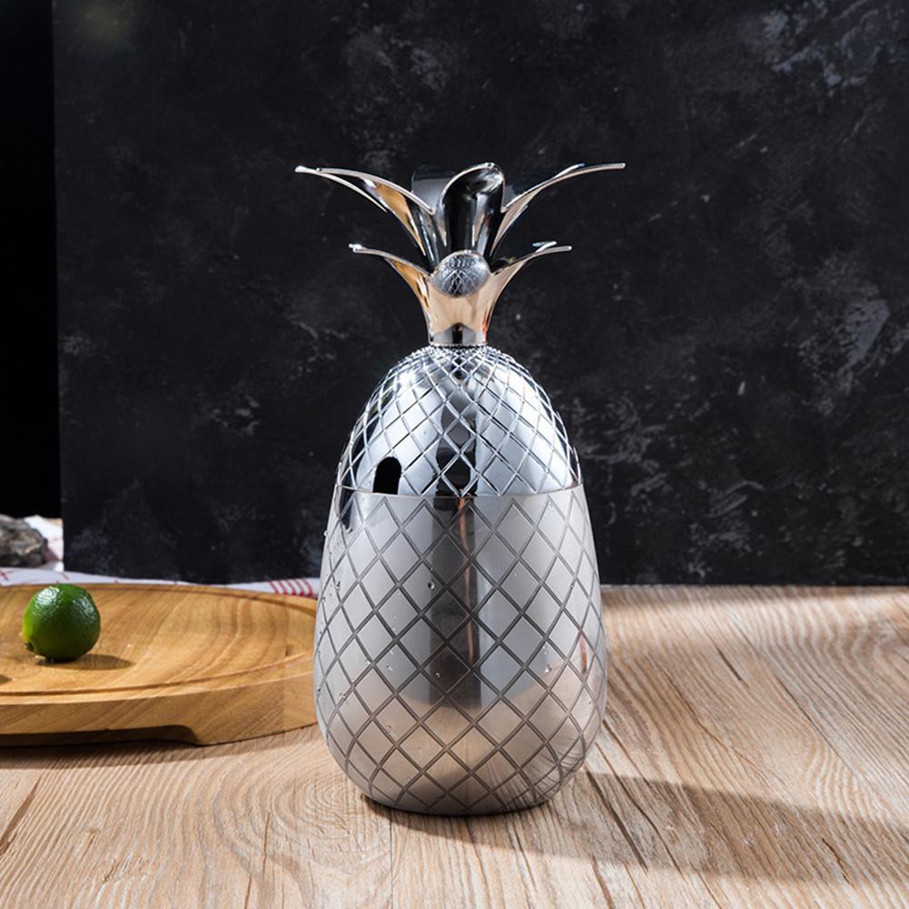 Décoration en verre de Cocktail d'acier inoxydable de forme d'ananas: 550ml silver