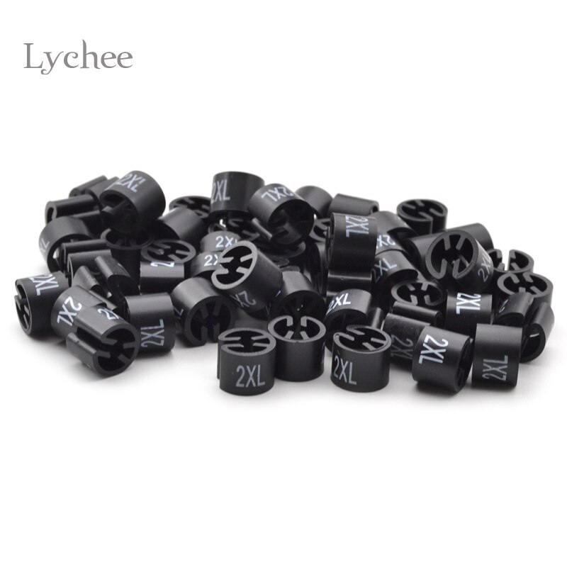 Lychee life 100 stykker sort bøjle sizer tøjmærker markører størrelsesdeler størrelsesmarkør til bøjler xxs -4xl trykt: 2xl