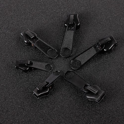 6 pcs Tanden Ritsen Universal Instant Fix Rits Reparatie Kit Vervanging Zip Slider Kledingstuk Zak Onderdelen Accessoires: Black