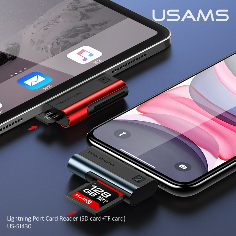 Usams Voor Apple Lightning Sd Tf Card Reader Adapter Voor Iphone 11 Xs Max Xr 8 7 6 S Plus 5 S Ipad Pro Otg Converter Originele 8 Pin
