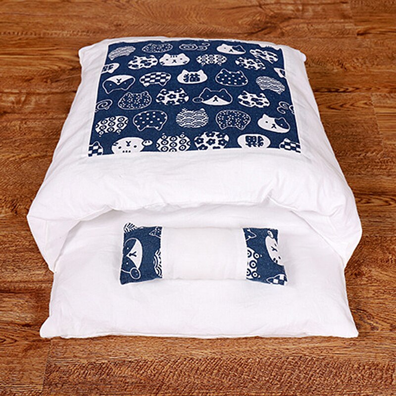 1pc Cute Cat Sleeping Bag Cat Winter Warm Mat Pet Kennel Dog Mat Thickening Sleeping Bag Nest Pet Closed Removable Washable: A / M 55x40cm