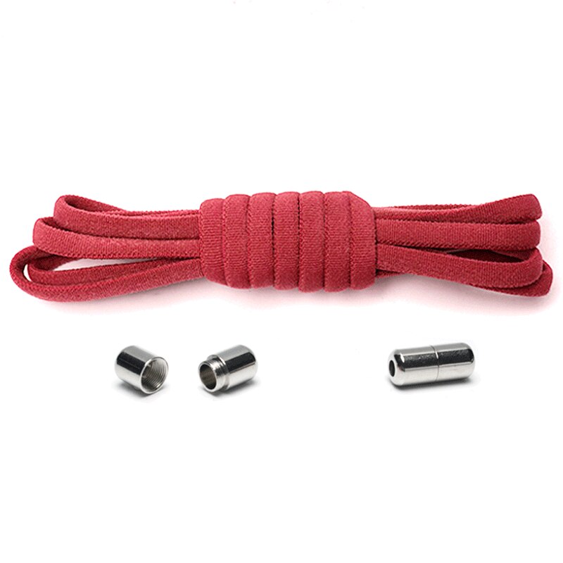 Cordones elásticos redondos sin lazos para niños y adultos, zapato Unisex, cordones para zapatillas, Color sólido, cierre rápido, 1 par: 05 Red