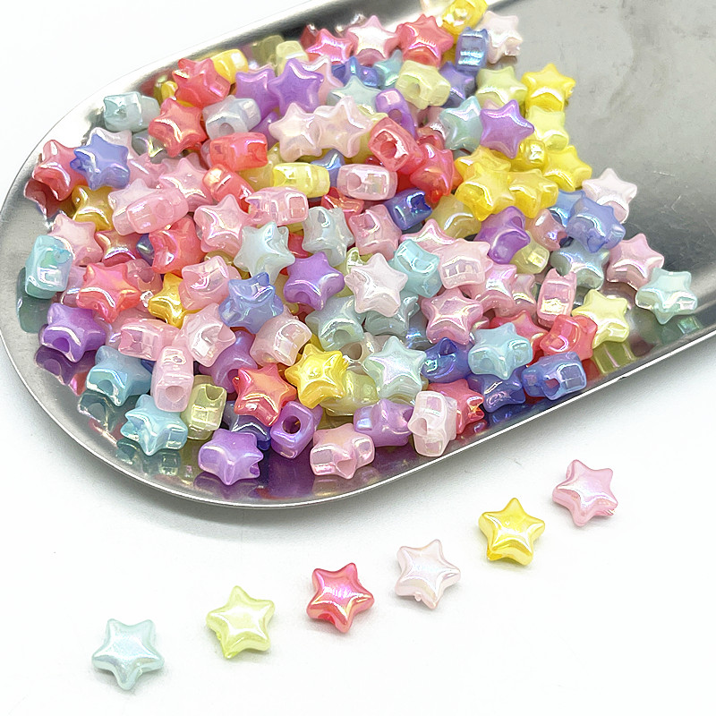 50 Uds 10mm AB colorido estrella de cinco puntas de acrílico cuentas espaciadoras sueltas para fabricación de joyería DIY accesorios hechos a mano: Naranja