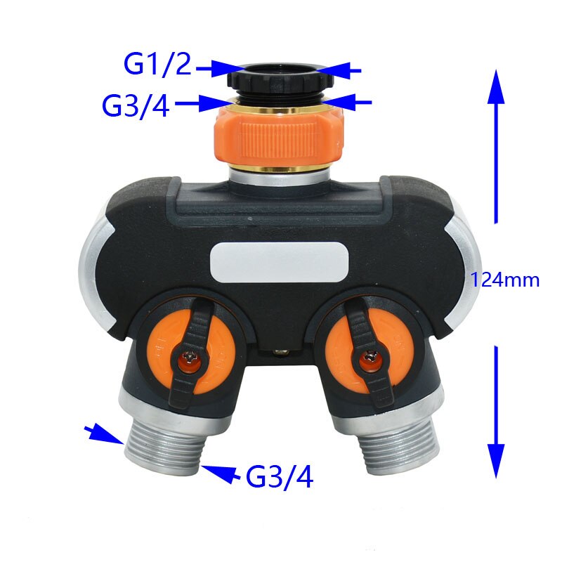 3/4 inch tuinkraan 2 -weg kraan y waterverdeler irrigatieklep pijpverdeler snelkoppeling adapter 2 stuks