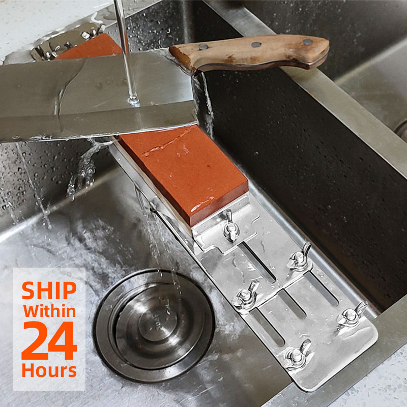Knivslip vatten bryne plåt slipning slipning korrigering reparation sten köksredskap prylar våt botten diskbänk fäste