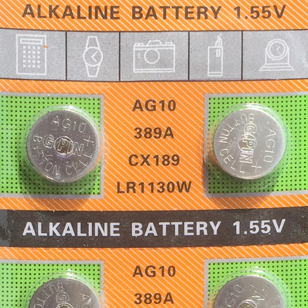 10 pcs/card AG10 Voor Horloge Speelgoed Afstandsbediening 189 LR54 Cell Coin Alkaline Batterij 1.55V SR54 389 189 LR1130 389 SR1130 Knop Batterijen