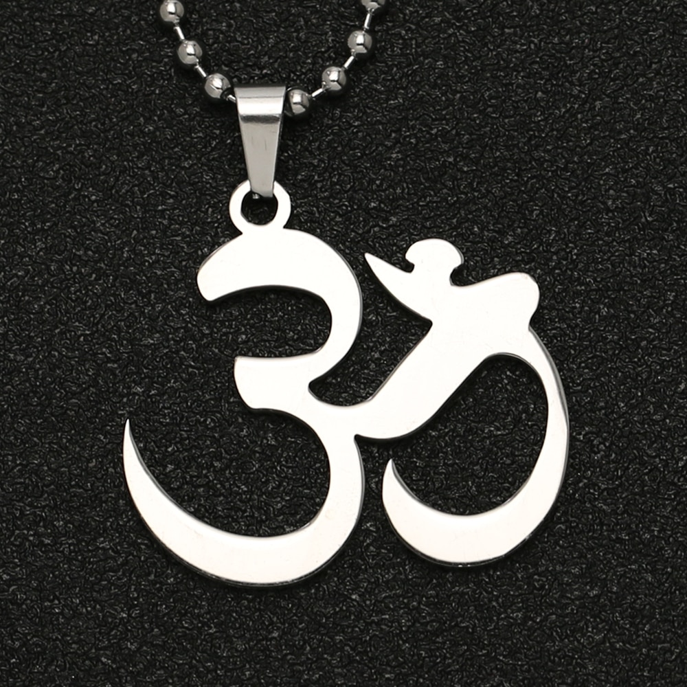 Collar OM AUM Mantra sánscrito, amuleto budista símbolo de religión hindú, colgante de Yoga, joyería de acero inoxidable para hombres y mujeres,