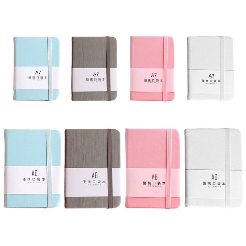 Bloc-notes A7 A6 avec courroie à ressort, Mini poche en cuir PU, pour ordinateur Portable de voyage, directe