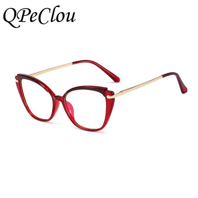 Mode TR90 Anti-Blauw Brilmontuur Vrouwen Vintage Metalen Cat Eye Bril Vrouwelijke Optische Brillen Oculos Feminino: Red1806
