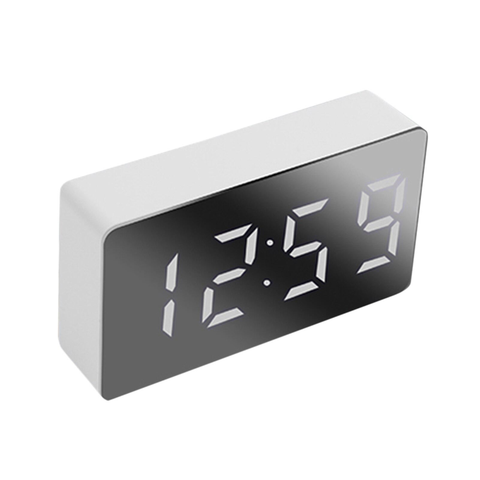 Clock Alarm LED Mirror Clock Electronic Digital Travel Clock Alarm Clock Mirror Car Clock USB Powered Electronic Desktop Clocks: White