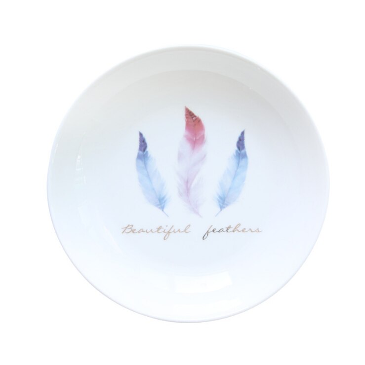 de plumas de platos domésticos estilo minimalista nórdico plato redondo suministros de cocina casera: 4
