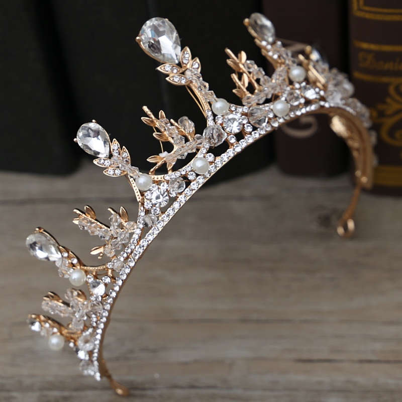 Koreanische Gold Ohrringe Halsketten Tiara schmuck einstellen Braut Zubehör Hochzeit Schmuck