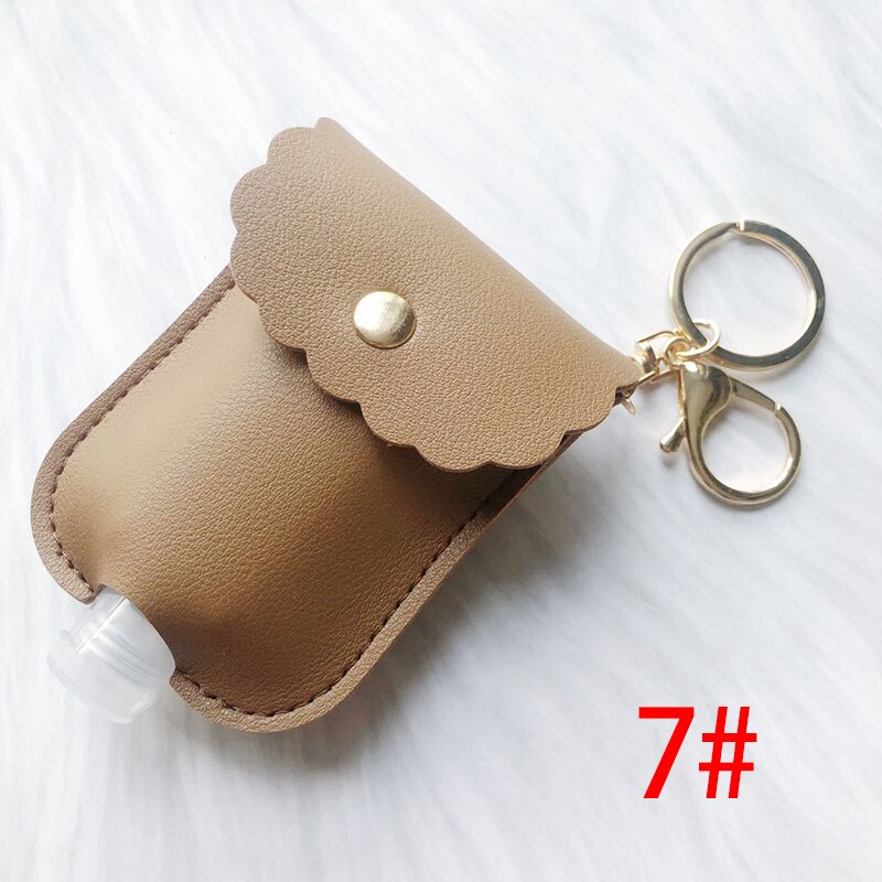 60Ml Reizen Lekvrije Leather Case Sleutelhanger Tas Hervulbare Lege Fles Voor Handdesinfecterend Bag Met Key Ringen Hanger fles: 7