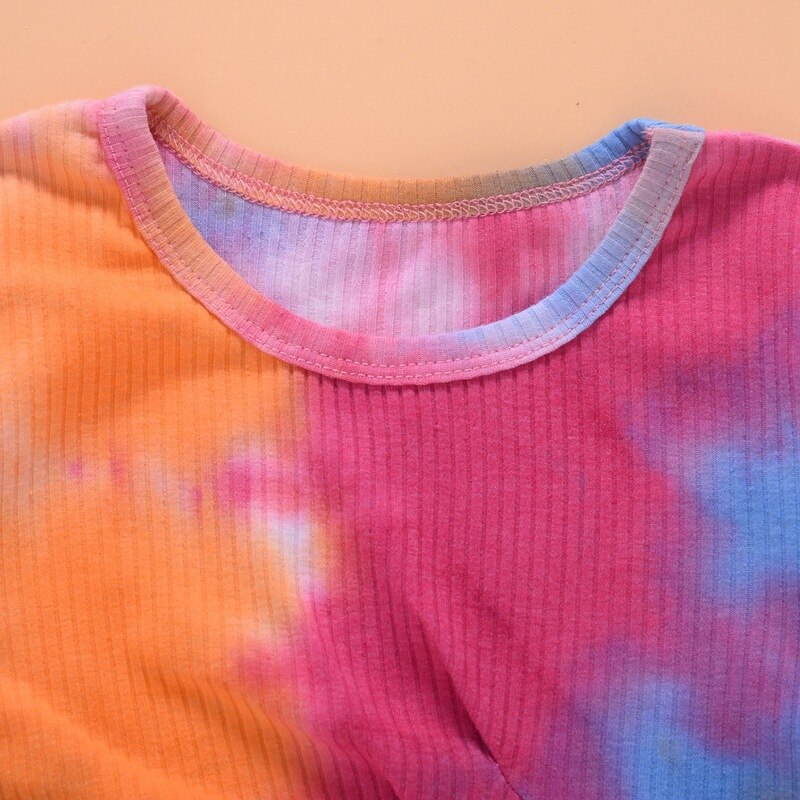 Autumn Sweet Princess Wind Tie-dye Gradient Color Girls Round Neck Long Sleeve Bottoming Shirt