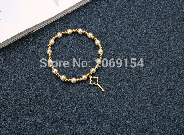 Frauen Charme Armband Edelstahl Kette Link Armband & Armreif Klassische Perle Schmuck Gold Wrap Armband