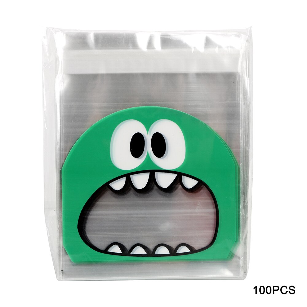 100 piece/pack Food Grade Plastic Self Adhesive OPP Bag For Cookie Candy Preserved Fruit Storage Food Snack Packaging Bag: Green 10cm