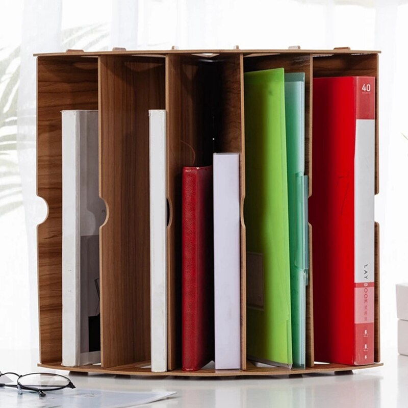 Wooden Office Desk Organizer DIY Document File Cabinet Multifunction Desk Accessories Storage Magazine Book Desk Shelf