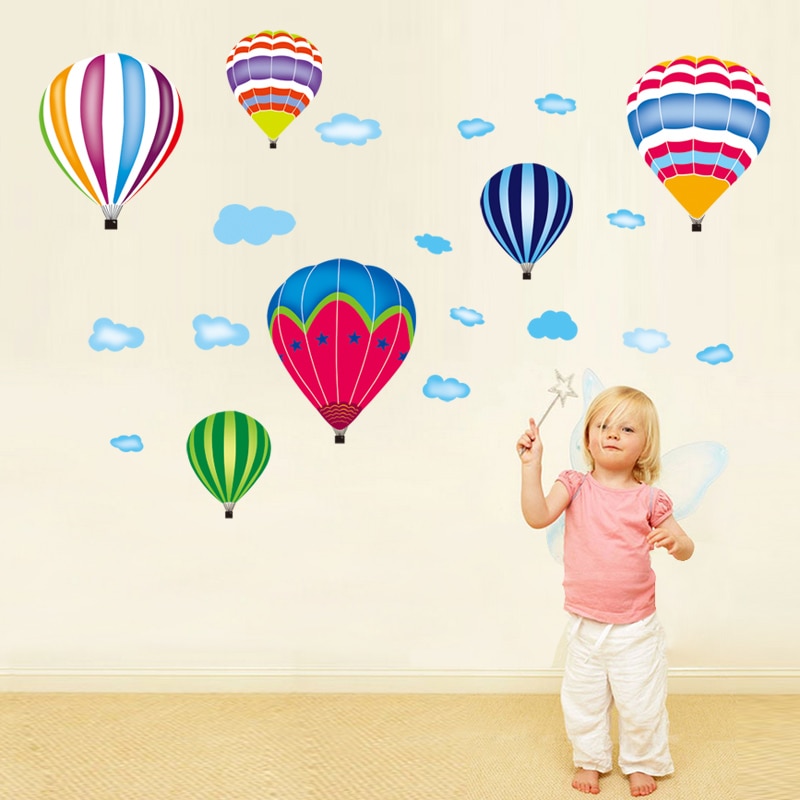 Little Deco Muursticker babykamer muursticker kussen konijnen ballon roze ballon kinderkamer decoratie S 40 x 37 cm (b x h