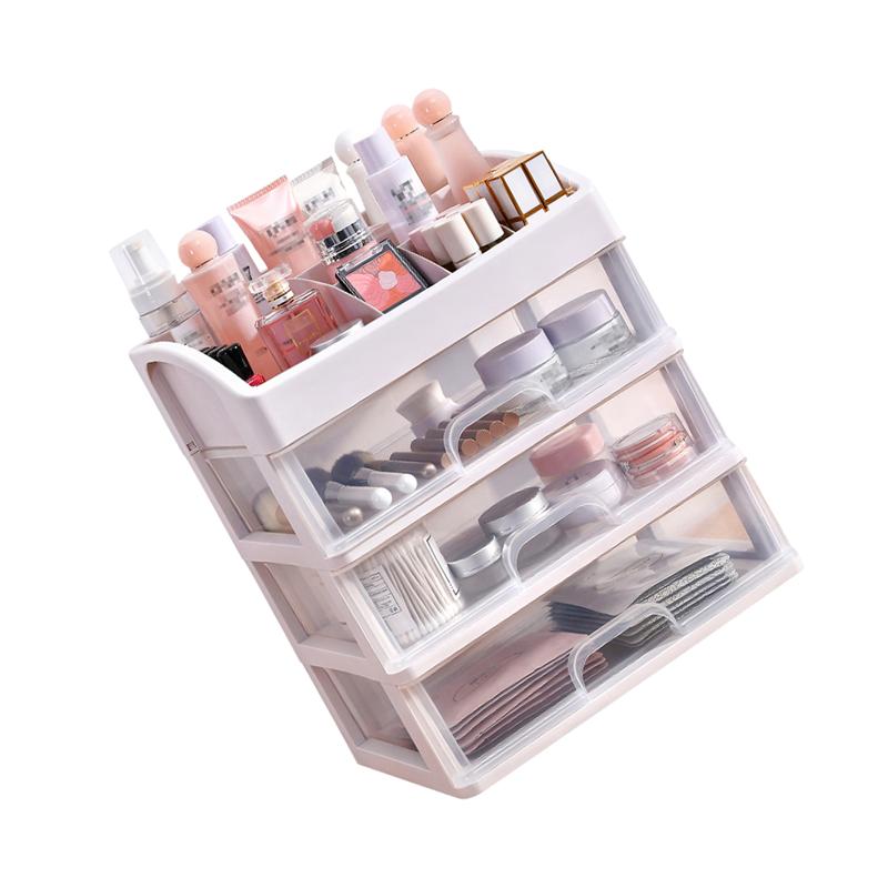 1PC Plastic Cosmetic 3 Layer Drawer Organizer Makeup Container Desktop Sundry Storage Case