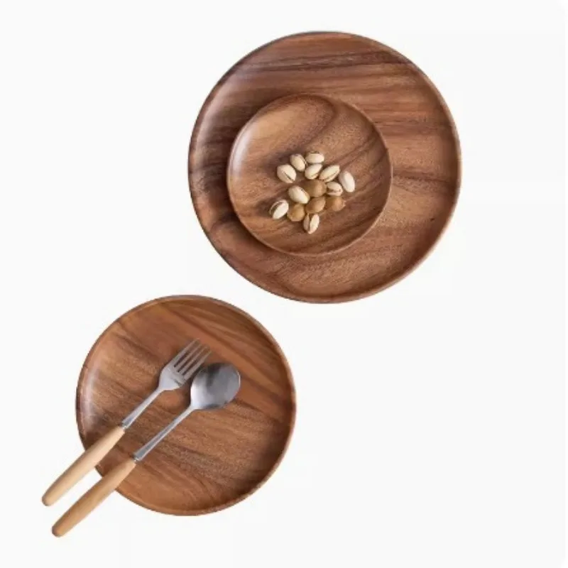 15/20/25 cm Holz Runde Servierplatte Tablett Retro Holz Pizza Salatteller Obst Dessert Brot Kuchen Behälter Snacks Gericht