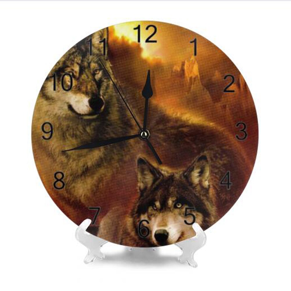 Wolf Wall Clocks Numeral Digital Dial Mute No Ticking Slient Battery Operated Kitchen Clocks Kitchen Wall Decor for Livingroom: SZA2054