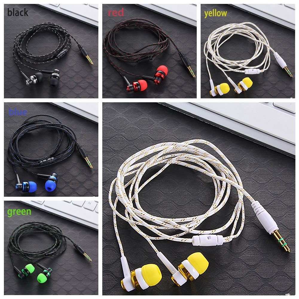 1Pc 35mm uniwersalny przewodowy In-ear słuchawki Stereo Nylon splot kabel do słuchawek zestaw słuchawkowy z mikrofonem do smartfona Laptop