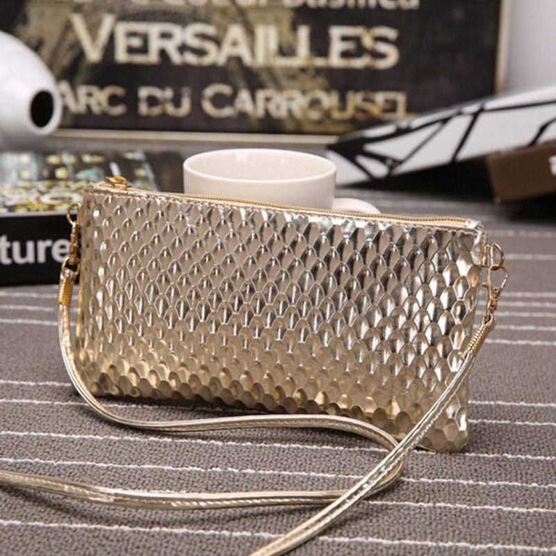 Mode Vrouwen Pu Lederen Handtas Crossbody Schouder Tas Voor Party Banquet Cocktail (22Cm (W) x12cm (H) X1.5cm (W), Gol