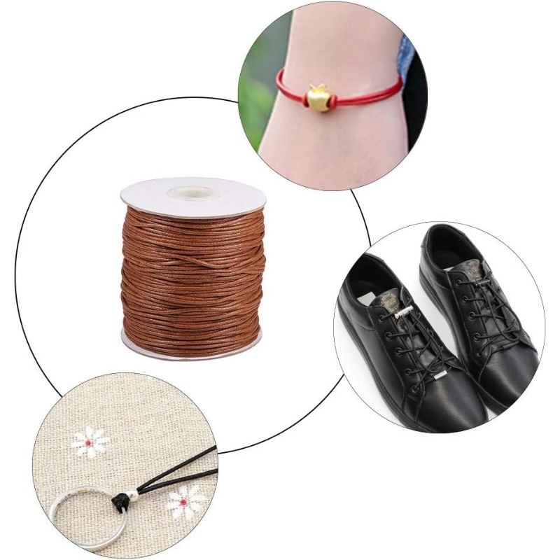 100 Yards Waxed Cord Cotton Waxed Cotton Thread 1.5mm Waxed Beading String Cord for Jewelry Bracelet Making Macrame Crafting