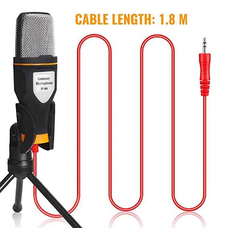 Kondensaattorimikrofoni 3.5mm liitin kotistereo mikrofoni pöytäjalusta tietokoneelle video skype chat pelaaminen podcast-tallennus