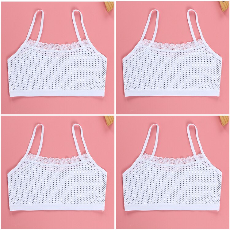 4 stücke Mädchen Unterwäsche Hängen mit Kleine Kinder Baumwolle Weste Crop Top Mädchen 8-14year: WHITE