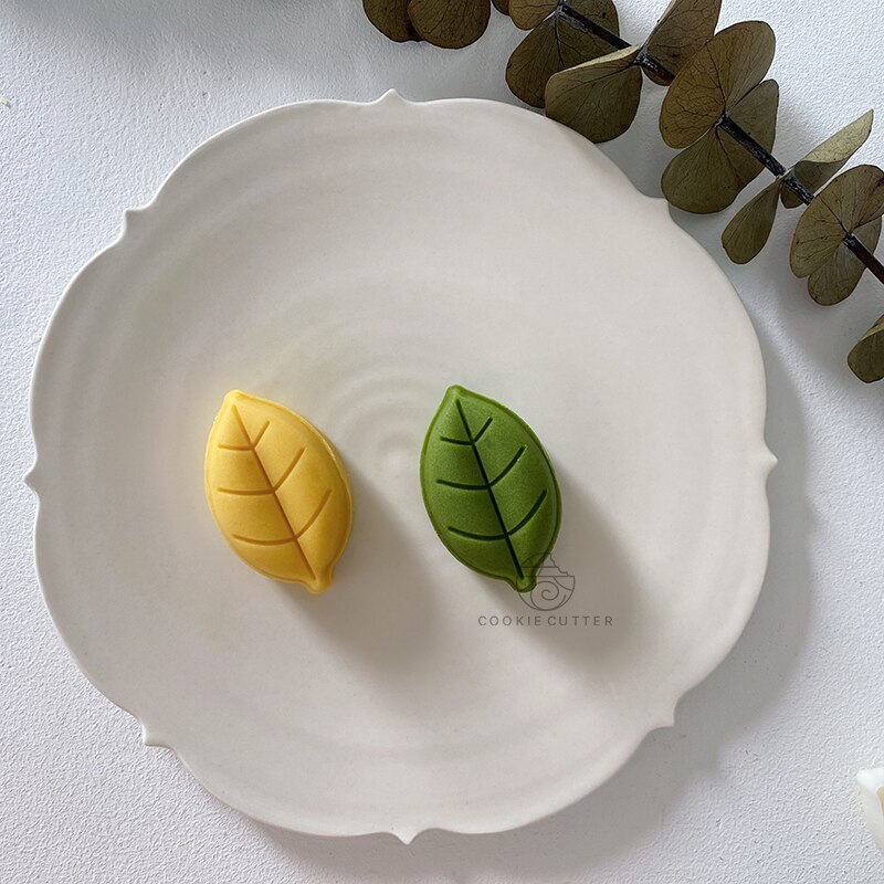 25-35g blad stempel mung bønne kage måne kage form kage udstikker wienerbrød dessert bageform fondant kage dekorationsværktøj genanvendelig