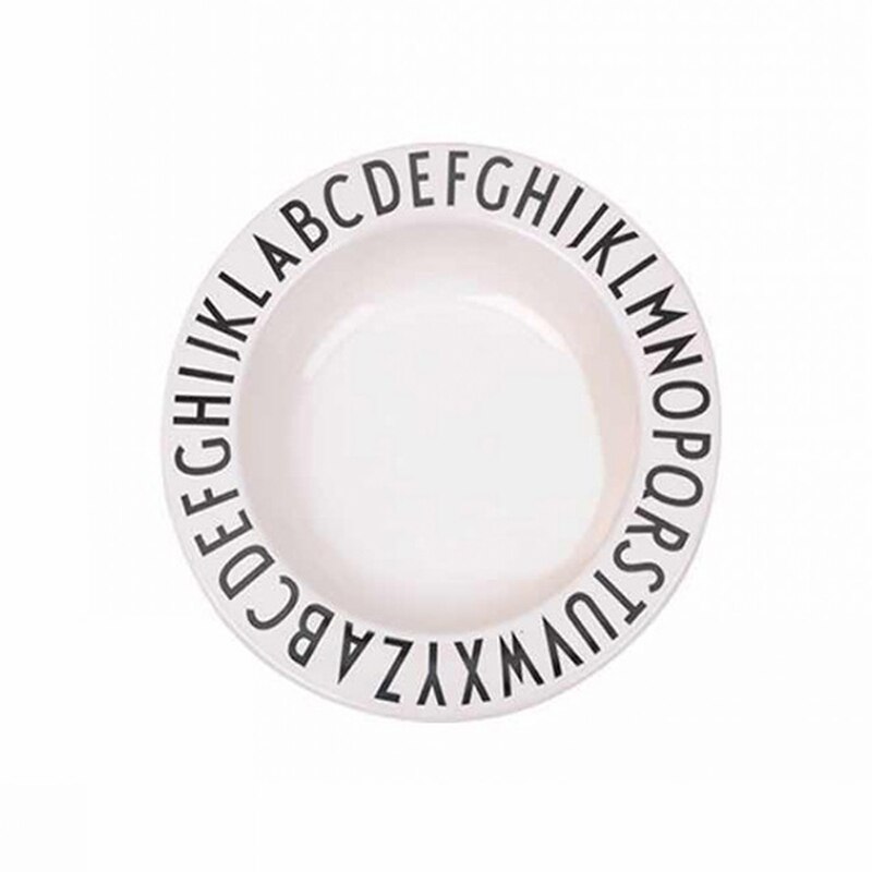 Children's Alphabet Plate Bowl Cup Shallow Plate Tableware Triangle Plate Letter Mug baby Food Supplement Training Plate: 02