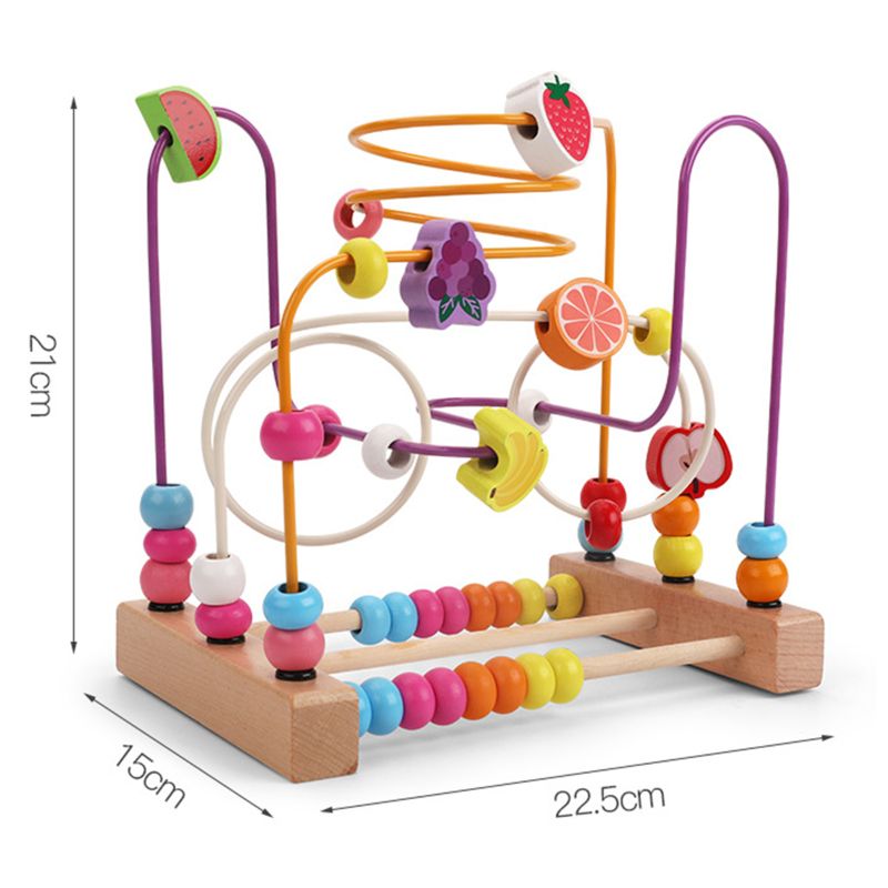 Bead Maze Toy for Toddlers Wooden Colorful Roller Coaster Educational Circle Toy U90B