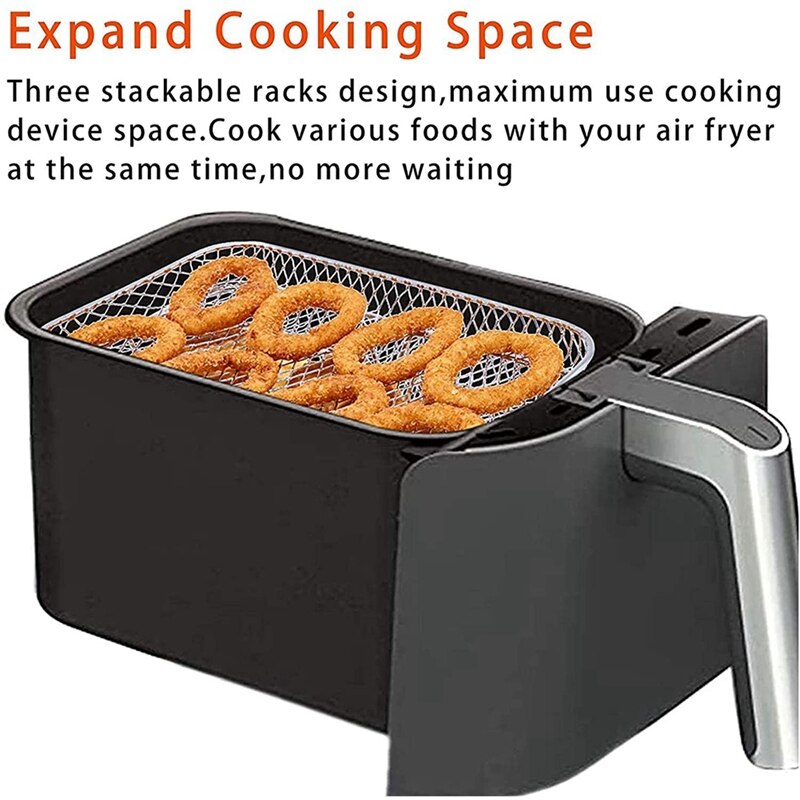 Multi-Layer Air Fryer Rack for Dual Air Fryers, Double Basket Air Fryers Dehydrator Racks for Ninja Foodi DZ201 DZ100