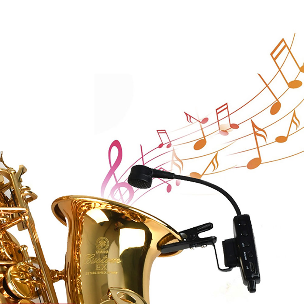 Microfone Sem Fio Profissional para Saxofone Trompete, Sax Transmissor Receptor, UHF 2.4G, 50m Plug Faixa