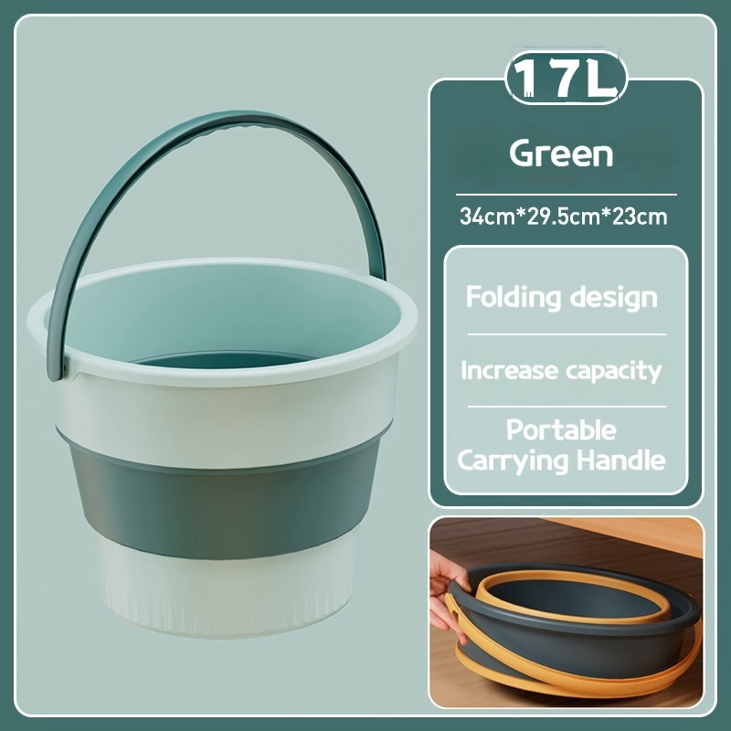 5/10L/17L Portable Folding Bucket for Washing Outdoor Foldable Basin Silicone Water Bucket Camping Space Saving Car Wash Buckets: Ivory